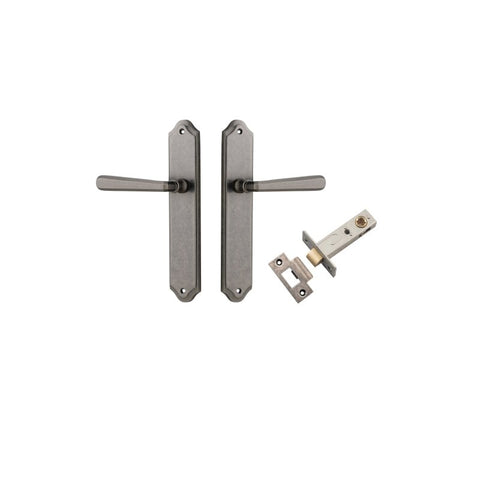 Iver Copenhagen Door Lever Handle on Shouldered Backplate | Passage Kit | 7 Finishes - Distressed Nickel