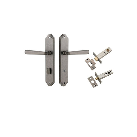 Iver Copenhagen Door Lever Handle on Shouldered Backplate | Separate Privacy Kit | 7 Finishes - Distressed Nickel