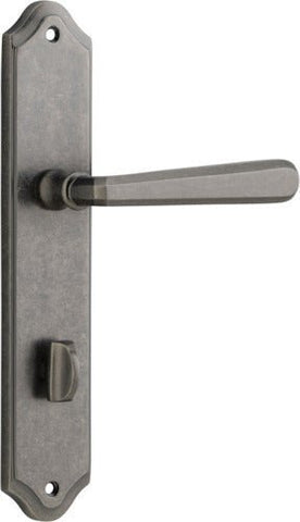 Iver Copenhagen Door Lever Handle on Shouldered Backplate | Privacy Lever Set Only | 7 Finishes - Distressed Nickel