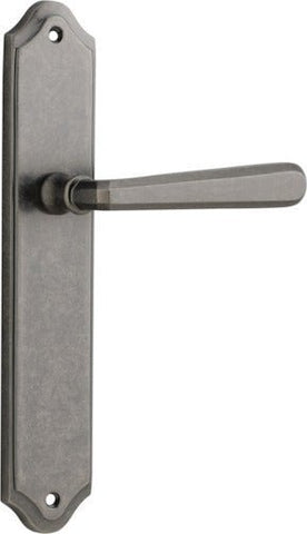 Iver Copenhagen Door Lever Handle on Shouldered Backplate | Passage Lever Set Only | 7 Finishes - Distressed Nickel