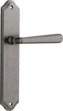 Iver Copenhagen Door Lever Handle on Shouldered Backplate | Passage Lever Set Only | 7 Finishes - Distressed Nickel