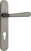 Iver Copenhagen Solid Brass Door Lever on Oval Backplate | Entrance Lever Set Only | 7 Finishes - Distressed Nickel