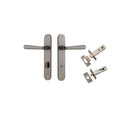 Iver Copenhagen Solid Brass Door Lever on Oval Backplate | Separate Privacy Kit | 7 Finishes - Distressed Nickel