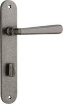Iver Copenhagen Solid Brass Door Lever on Oval Backplate | Privacy Lever Set Only | 7 Finishes - Distressed Nickel