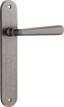 Iver Copenhagen Solid Brass Door Lever on Oval Backplate | Passage Lever Set Only | 7 Finishes - Distressed Nickel