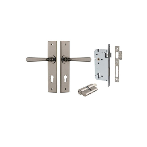 Iver Copenhagen Door Lever on Chamfered Backplate — Entrance Kit — Key/Key