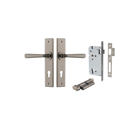 Iver Copenhagen Door Lever on Chamfered Backplate — Entrance Kit — Key/Thumb