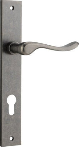IVER Stirling Door Lever Handle On Rectangular Backplate | Entrance Lever Set Only | 8 Finishes - Distressed Nickel