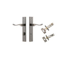 IVER Stirling Door Lever Handle On Rectangular Backplate | Separate Privacy Kit | 8 Finishes - Distressed Nickel