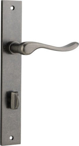 IVER Stirling Door Lever Handle On Rectangular Backplate | Privacy Lever Set Only | 8 Finishes - Distressed Nickel