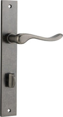 IVER Stirling Door Lever Handle On Rectangular Backplate | Privacy Lever Set Only | 8 Finishes - Distressed Nickel