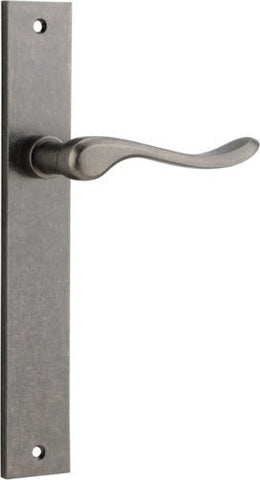 IVER Stirling Door Lever Handle On Rectangular Backplate | Passage Lever Set Only | 8 Finishes - Distressed Nickel
