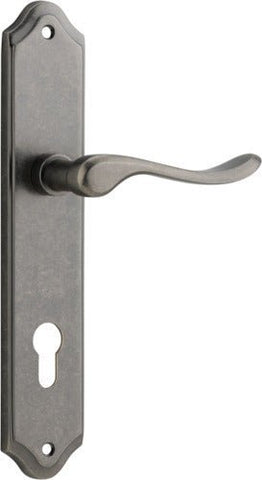 IVER Stirling Door Lever Handle On Shouldered Backplate | Entrance Lever Set Only | 8 Finishes - Distressed Nickel