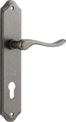 IVER Stirling Door Lever Handle On Shouldered Backplate | Entrance Lever Set Only | 8 Finishes - Distressed Nickel