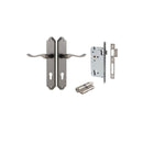 IVER Stirling Door Lever Handle On Shouldered Backplate | Entrance Kit (Key/Key) | 8 Finishes - Distressed Nickel