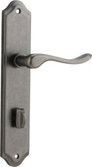IVER Stirling Door Lever Handle On Shouldered Backplate | Privacy Lever Set Only | 8 Finishes - Distressed Nickel