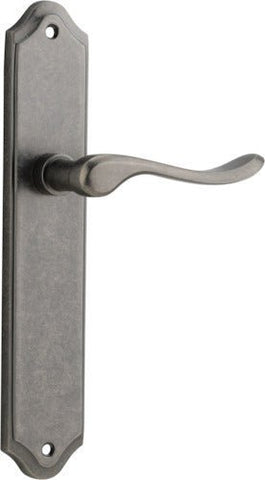 IVER Stirling Door Lever Handle On Shouldered Backplate | Passage Lever Set Only | 8 Finishes - Distressed Nickel