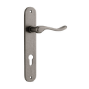 Iver Stirling Solid Brass Door Lever on Oval Backplate | Entrance Lever Set Only | 8 Finishes - Distressed Nickel