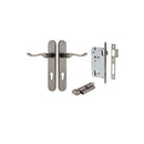 Iver Stirling Solid Brass Door Lever on Oval Backplate | Entrance Kit (Key/Thumb) | 8 Finishes - Distressed Nickel