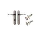 Iver Stirling Solid Brass Door Lever on Oval Backplate | Separate Privacy Kit | 8 Finishes - Distressed Nickel