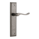 IVER Stirling Door Lever Handle On Stepped Backplate | Passage Lever Set Only | 8 Finishes - Distressed Nickel