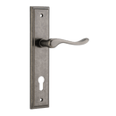IVER Stirling Door Lever Handle On Stepped Backplate | Entrance Lever Set Only | 8 Finishes - Distressed Nickel