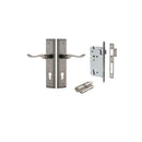 IVER Stirling Door Lever Handle On Stepped Backplate | Entrance Kit (Key/Key) | 8 Finishes - Distressed Nickel