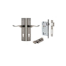 IVER Stirling Door Lever Handle On Stepped Backplate | Entrance Kit (Key/Thumb) | 8 Finishes - Distressed Nickel