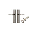 IVER Stirling Door Lever Handle On Stepped Backplate | Passage Kit | 8 Finishes - Distressed Nickel