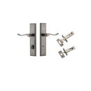IVER Stirling Door Lever Handle On Stepped Backplate | Separate Privacy Kit | 8 Finishes - Distressed Nickel