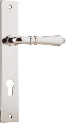 IVER Sarlat Lever Door Handle On Rectangular Backplate | Entrance Lever Set Only | 10 Finishes - Polished Nickel