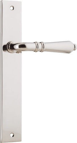IVER Sarlat Lever Door Handle On Rectangular Backplate | Passage Lever Set Only | 10 Finishes - Polished Nickel