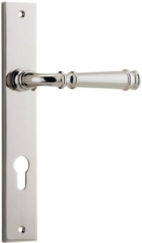 IVER Verona Door Lever Handle On Rectangular Backplate | Entrance Lever Set Only | 9 Finishes - Polished Nickel