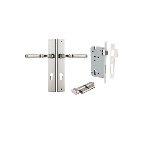 IVER Verona Door Lever Handle On Rectangular Backplate | Entrance Kit (Key/Thumb) | 9 Finishes - Polished Nickel