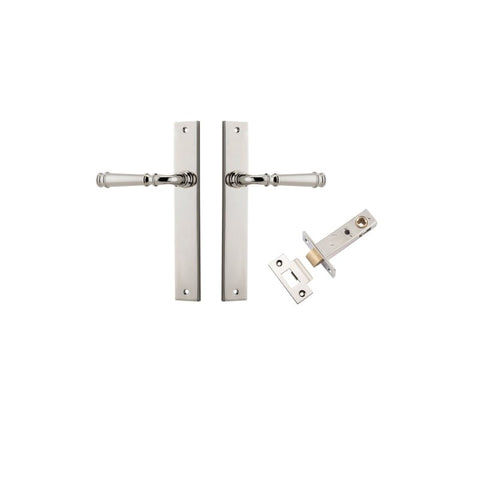 IVER Verona Door Lever Handle On Rectangular Backplate | Passage Kit | 9 Finishes - Polished Nickel