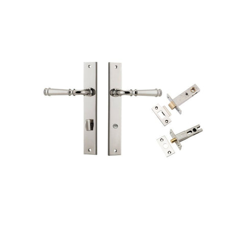 IVER Verona Door Lever Handle On Rectangular Backplate | Separate Privacy Kit | 9 Finishes - Polished Nickel