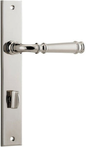 IVER Verona Door Lever Handle On Rectangular Backplate | Privacy Lever Set Only | 9 Finishes - Polished Nickel