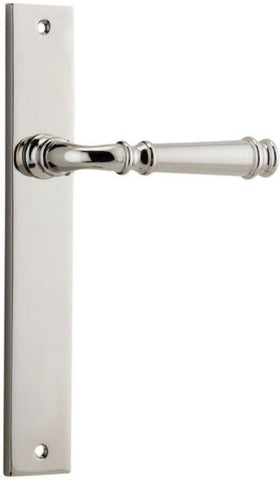 IVER Verona Door Lever Handle On Rectangular Backplate | Passage Lever Set Only | 9 Finishes - Polished Nickel