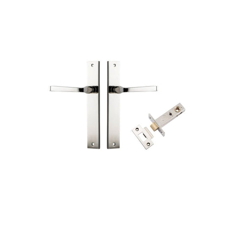 IVER Annecy Door Lever Handle On Rectangular Backplate | Passage Kit | 9 Finishes - Polished Nickel