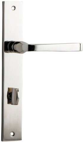 IVER Annecy Door Lever Handle On Rectangular Backplate | Privacy Lever Set Only | 9 Finishes - Polished Nickel