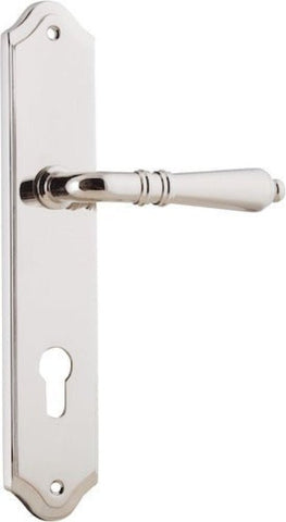 IVER Sarlat Lever Door Handle On Shouldered Backplate | Entrance Lever Set Only | 10 Finishes - Polished Nickel