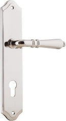 IVER Sarlat Lever Door Handle On Shouldered Backplate | Entrance Lever Set Only | 10 Finishes - Polished Nickel