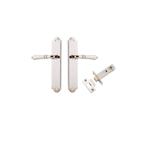 IVER Sarlat Lever Door Handle On Shouldered Backplate | Passage Kit | 10 Finishes - Polished Nickel