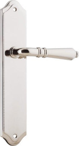 IVER Sarlat Lever Door Handle On Shouldered Backplate | Passage Lever Set Only | 10 Finishes - Polished Nickel