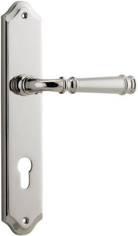 IVER Verona Door Lever Handle On Shouldered Backplate | Entrance Lever Set Only | 9 Finishes - Polished Nickel