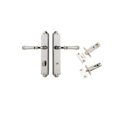 IVER Verona Door Lever Handle On Shouldered Backplate | Separate Privacy Kit | 9 Finishes - Polished Nickel
