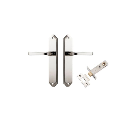 IVER Annecy Door Lever Handle On Shouldered Backplate | Passage Kit | 9 Finishes - Polished Nickel