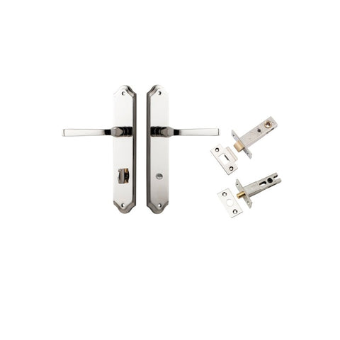 IVER Annecy Door Lever Handle On Shouldered Backplate | Separate Privacy Kit | 9 Finishes - Polished Nickel