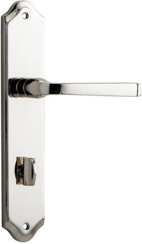 IVER Annecy Door Lever Handle On Shouldered Backplate | Privacy Lever Set Only | 9 Finishes - Polished Nickel