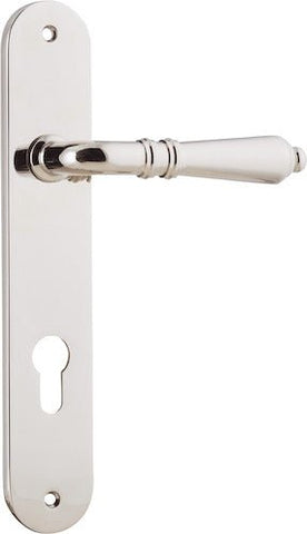 Iver Sarlat Solid Brass Door Lever on Oval Backplate | Entrance Lever Set Only | 10 Finishes - Polished Nickel